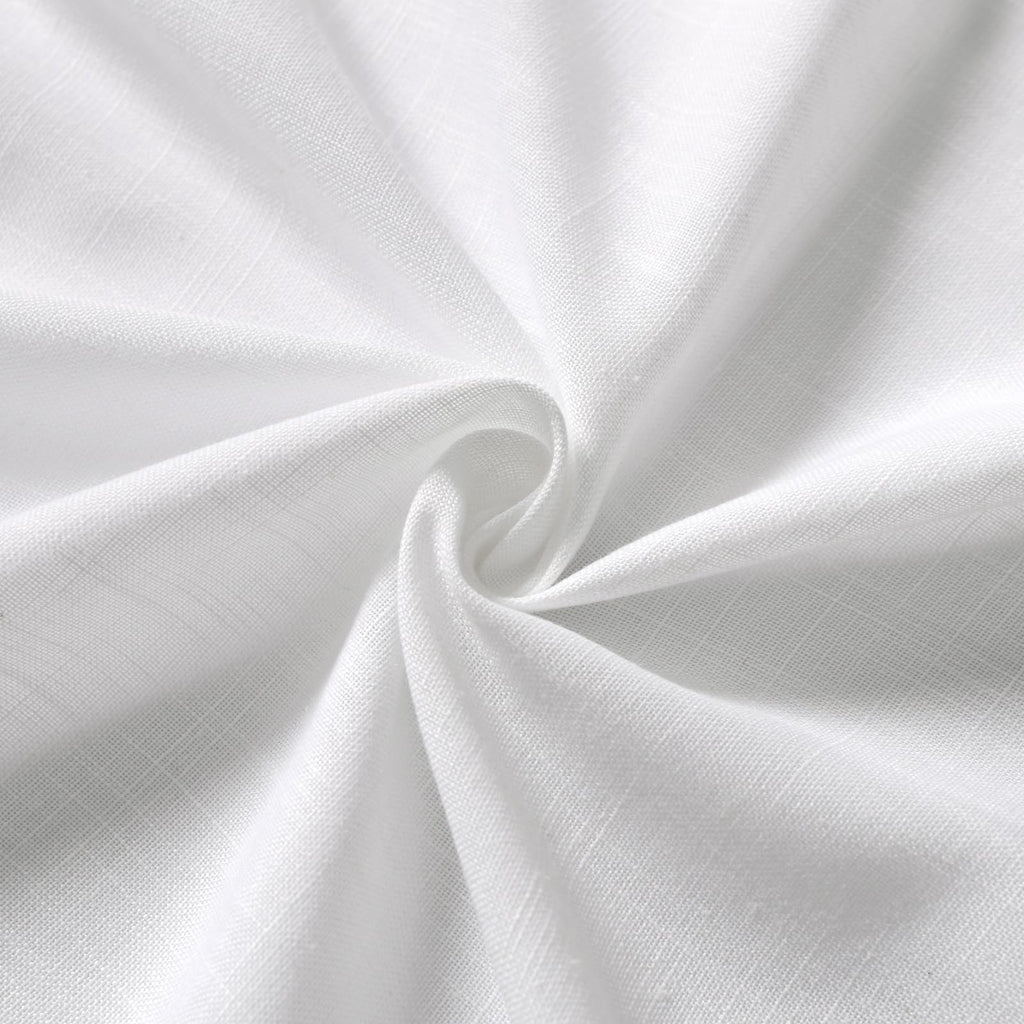 White Semi Sheer Linen Curtains 63 Inch Length Living Room Back Tab Rod Pocket Narrow Mini Skinny Door Decor Cotton Textured Gauze Sheer White Curtains for Kitchen Basement Bathroom