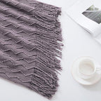 BOURINA Dark Lavender Throw Blanket 60 x80 Inches Throw Textured Solid Soft Sofa Throw Couch Knitted Decorative Blanket