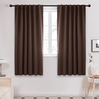 Deconovo Blackout Curtains, Thermal Insulated, W52 x L63 2 Panels, Back Tab, Machine Washable, Room-Darkening Drapes for Bedroom/Living Room Chocolate