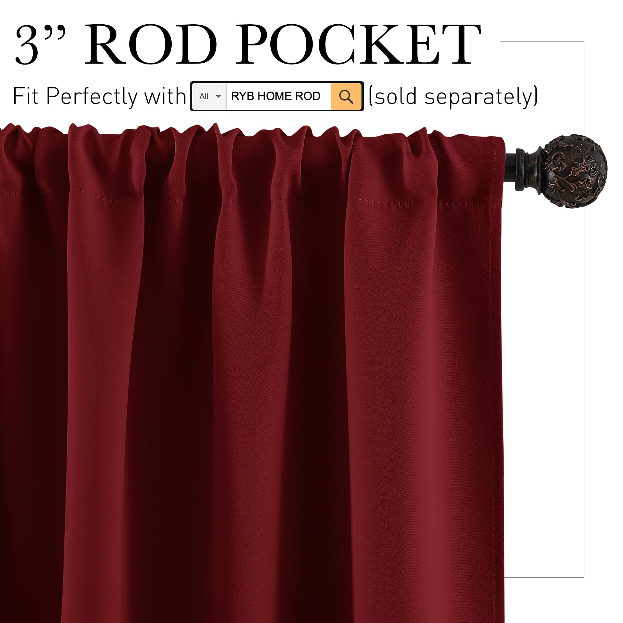 RYB HOME Large Blackout Curtains for Bedroom Living Room 84 inches Long