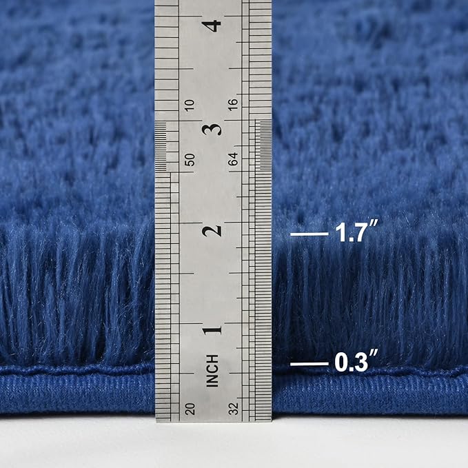 Deerhoo Large Shag Area Rugs 9 x 12, Plush Fuzzy Rugs for Living Room, Ultra Soft Fluffy Furry Rug for Bedroom, Indoor Carpet Nursery Rugs for Kids Room Home Decor, Navy Blue