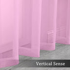 OWENIE Pink Sheer Curtains 96 Inch Length, Elegant Sheer Curtains for Bedroom, Window Voile Sheer Curtain Panels/Drapes/Treatment for Living Room, 2Pcs, Each 42" W x 96" L