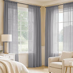 MIULEE Dark Grey Sheer Curtains 63 Inches Long, 4 Panels Set, Rod Pocket Light Filtering Window Drapes for Bedroom and Living Room, Elegant Airy Fabric, 42 x 63 Inches