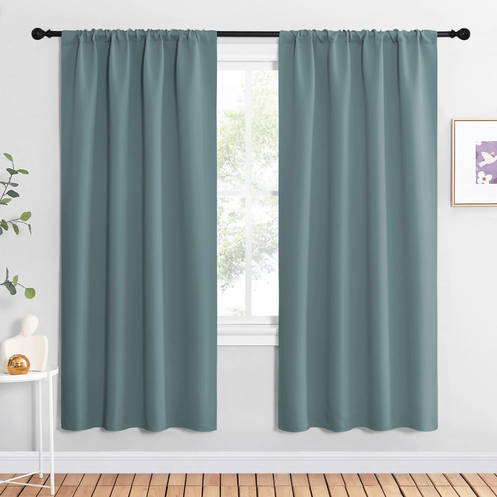 NICETOWN Greyish Blue Blackout Curtains Panels for Window, Thermal Insulated Rod Pocket Blackout Drapes/Draperies for Living Room (2 Panels, W42 x L72 inches)