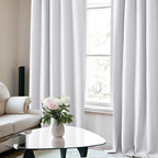 Deconovo Back Tab and Rod Pocket Blackout Curtains for Living Room Thermal Insulated Light Blocking Curtains 42Wx84L Inch Greyish White 2 Panels