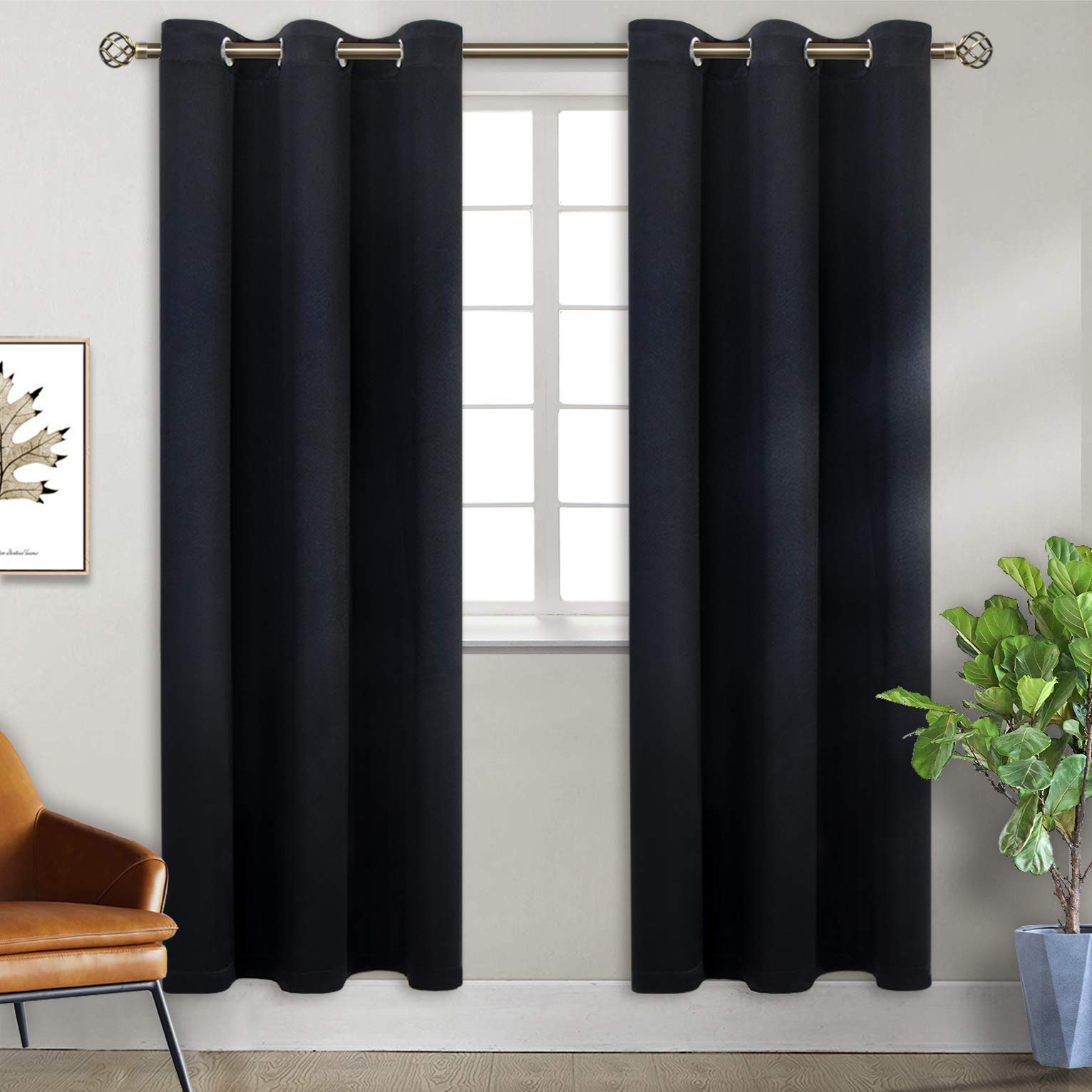 BGment Black Blackout Curtains for Living Room 84 Inch Long - 2 Panels