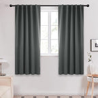 Deconovo Blackout Curtains, Thermal Insulated, W42 x L63 2 Panels, Back Tab, Machine Washable, Room-Darkening Drapes for Bedroom/Living Room Dark Grey