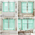 MIULEE Aqua Sheer Curtains 63 Inches Long, 4 Panels Set, Light Filtering Rod Pocket Voile Drapes for Living Room and Bedroom, Airy Soft Fabric Window Treatments, 42 x 63 Inches