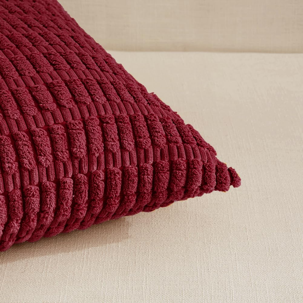 Fancy Homi 4 Packs Decorative Throw Pillow Covers for Living Room Couch Bed, Modern Farmhouse Boho Home Décor Accent Cushion Case, 26" x 26", Burgundy