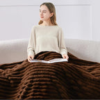 BEDELITE Twin Blanket for Couch & Bed, 300GSM Soft & Warm Fleece Blanket, Decorative and Giftable Striped Chotolate Brown Blankets for Women, Men, 60"x80"