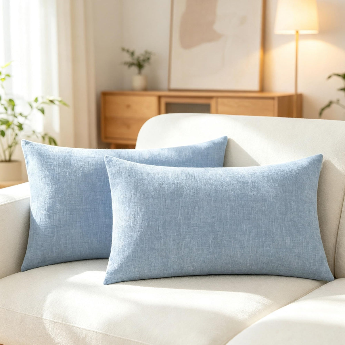 CaliTime Decorative Couch Throw Pillow Covers 20 X 12 Inches Navy Blue