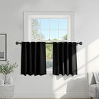 PONY DANCE Black Curtains for Windows, Bathroom Curtains Small Window Drapery Blackout Privacy Drapes for Cafe Bedroom Panels, Width 29 by Length 36, 1 Pair