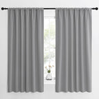 NICETOWN Short Curtains for Wide Window - Thermal Insulated Rod Pocket Blackout Drapes/Draperies for Dining Room (2 Panels, W62 x L63 inches, Silver Grey)