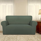 PureFit Super Stretch Sofa Slipcover – Spandex Non Slip Soft Couch Sofa Cover, Washable Furniture Protector with Non Skid Foam and Elastic Bottom for Kids, Pets （Loveseat, Grayish Green）