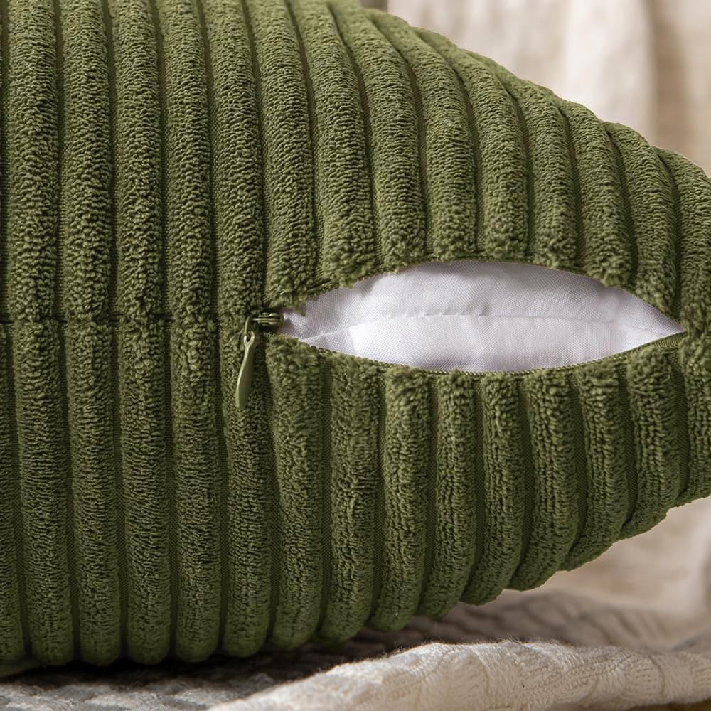 MIULEE Olive Green Decorative Throw Pillow Covers for Couch 18x18 Inch