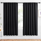 NICETOWN Black Blackout Curtain Blinds - Solid Thermal Insulated Window Treatment Blackout Drapes for Bedroom (2 Panels, 62 inches Wide by 72 inches Long)