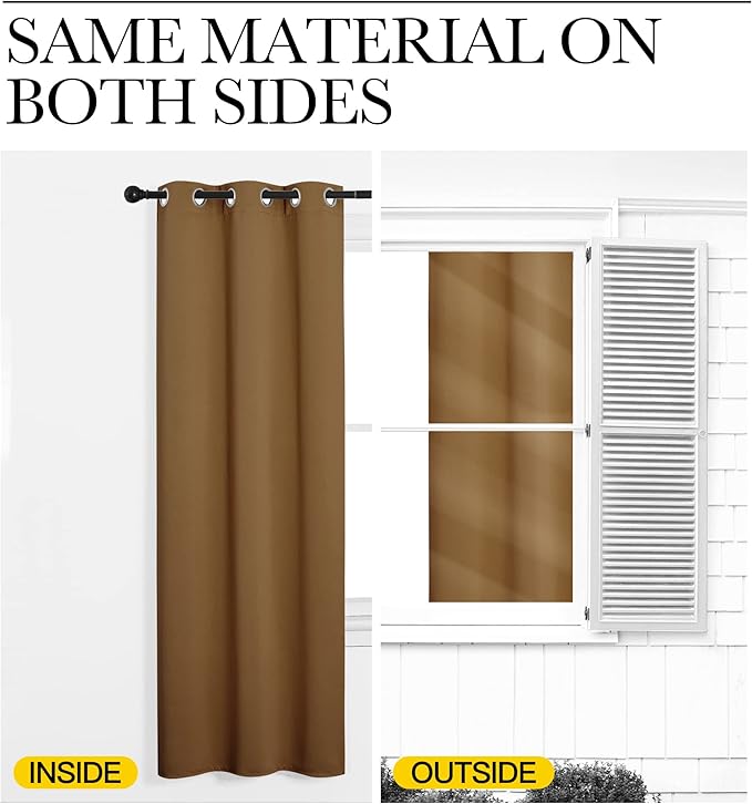 NICETOWN Sleek Blackout Curtains 40 inches Length for Small Windows, Noise Reducing and Block Draft Panels for Door Doorway Laundry Office Luxury Decor Theme (2 Panels, Gold Brown, W42 x L40 -Inch)