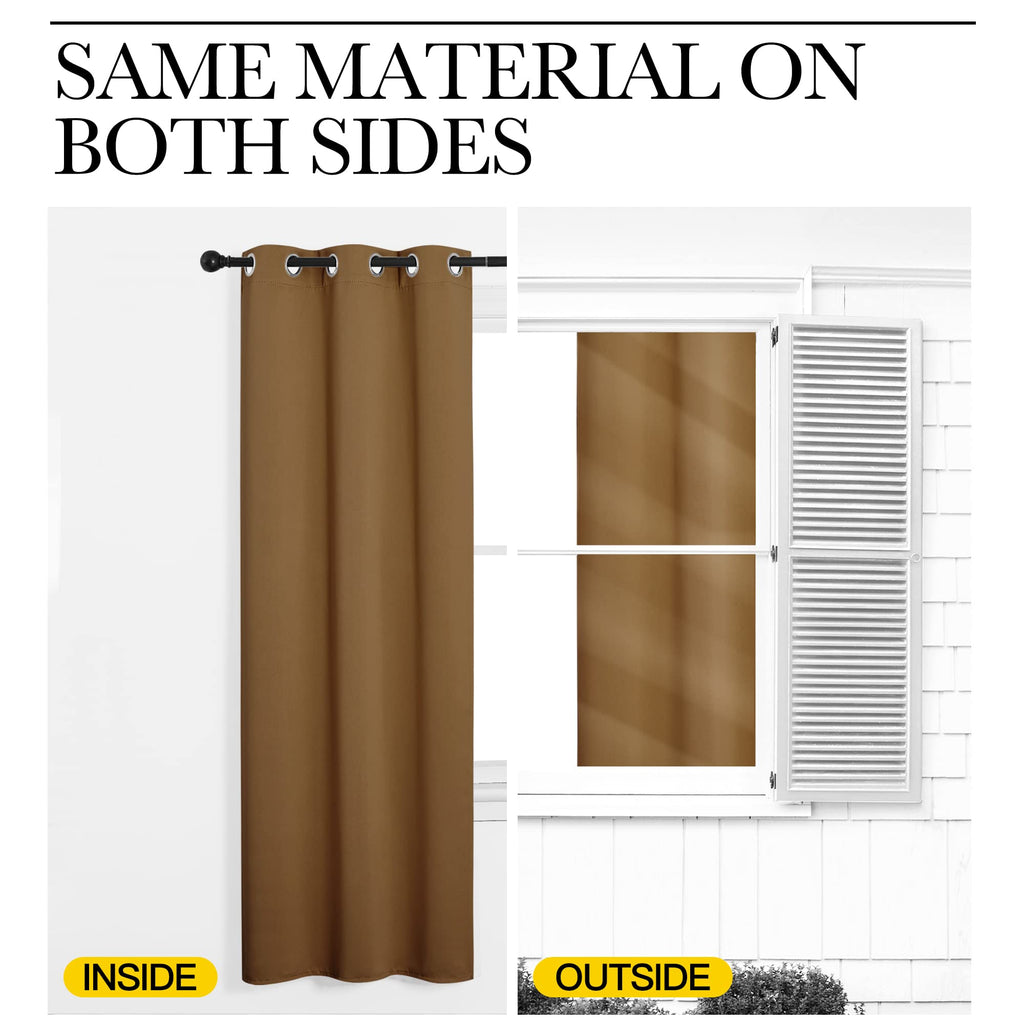 NICETOWN Sleek Blackout Curtains 54 inches Length for Small Windows, Noise Reducing and Block Draft Panels for Door Doorway Laundry Office Luxury Decor Theme (2 Panels, Gold Brown, W34 x L54 -Inch)