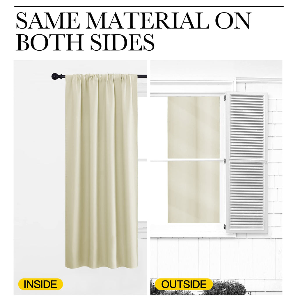 NICETOWN Kitchen Curtains, Beige, 34" x 40", Set of 2, Short Blackout Curtains & Drapes, Thermal Insulated Rod Pocket Window Treatment Draperies for Nursery