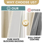 H.VERSAILTEX Linen Blackout Curtains Durable Thick Textured Linen Look 100% Blackout Patio Door Curtain Anti Rust Grommet Extra Wide Sliding Door Curtain Panel, Bleached Sand, W100 x L108 inch