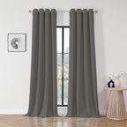 Joydeco Blackout Curtains 108 Inch Length 2 Panels Set, Thermal Insulated Long Curtains& Drapes 2 Burg, Room Darkening Grommet Drapes for Living Room Bedroom Window (Light Grey, W52 x L108 Inch)