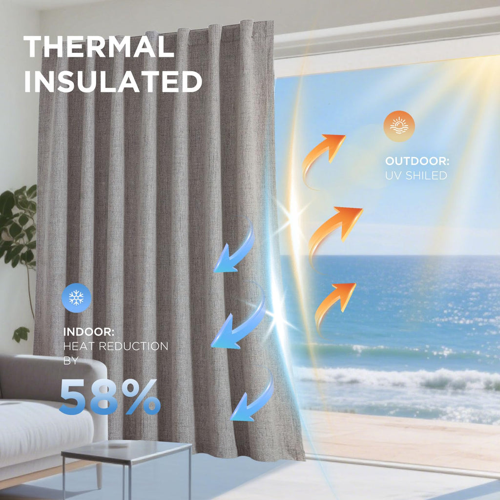 Joydeco Linen Blackout Curtains for Bedroom - 100% Light Blocking 1 Panels, Linen Drapes 100" W x 108" L, Thermal Insulated Room Darkening Curtains for Living Room, Rod Pocket & Back Tabs