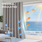 Joydeco Blackout Curtains for Bedroom - 120 Inch Long 100% Light Blocking 2 Panels Set Linen Drapes, Thermal Insulated Room Darkening Curtains, Linen Textured for Living Room, Rod Pocket & Back Tabs