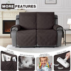 TAOCOCO 100% Waterproof Loveseat Recliner Cover, Non Slip Split Loveseat Covers for Reclining Loveseat with Elastic Straps, Washable Recliner Chair/Furniture Protector for Kids Pets(2 Seater, Coffee)