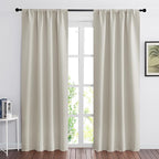 RYB HOME Curtains for Bedroom Living Room 72 inches Long, Thermal Insulated Privacy Rod Pocket Drapes for Nursery Office Home Theater, Width 42 by Length 72, Natural, 2 Panels