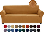 Joccun Stretch Couch Cover Slipcovers, 1-Piece Sofa Covers for 3 Cushion Couch Spandex Jacquard Washable Furniture Protector Cover for Living Room,Kids,Pets(Sofa,Gold)