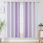 Estelar Textiler Lilac and Greyish White Gradient Blackout Curtains for Bedroom, Thermal Insulated Ombre Blackout Drapes, Room Darkening Energy Saving Curtains for Living Room,52Wx72L,2 Panels
