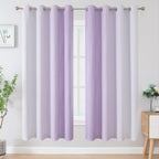 Lilac and Greyish White Ombre Blackout Curtains Living Room 72 Inches Long