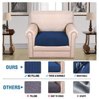 H.VERSAILTEX High Stretch Individual Seat Cushion Covers Sofa Slipcovers Couch Cushion Covers Sofa Covers Featuring Jacquard Textured Twill Fabric (1 Pack for 1 Cushion Chair, Navy, Small)