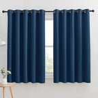 NICETOWN Thermal Insulated Moroccan Blue Blackout Curtains for Bedroom, Set of 2, 70 by 63 inches Long, Window Treatment Solid Grommet Room Darkening Drape Panels for Bedroom