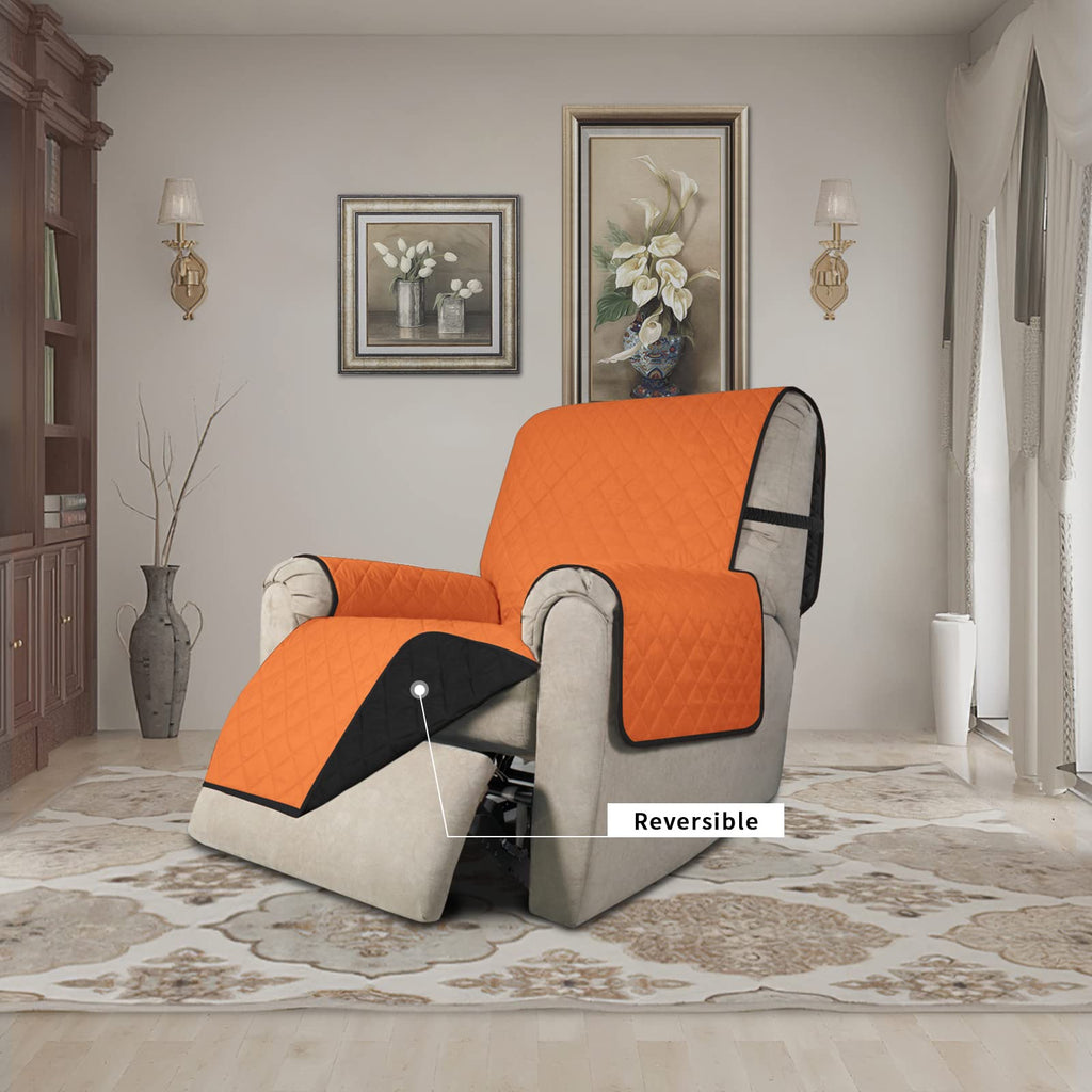 Easy-Going Reversible Couch Cover, Recliner 22 in, Orange/Black