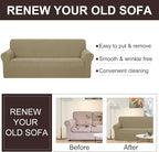 U-NICE HOME 4 Seater Stretch Couch Cover for 3 Cushion Sofa, Sand