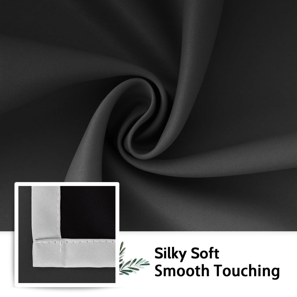 SimpleHome 100% Blackout Ombre Bedroom Curtains Black and Greyish White,45L