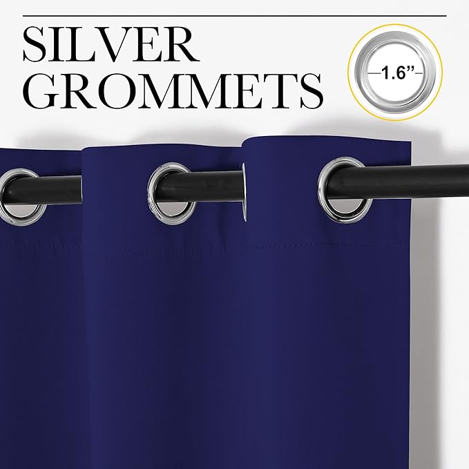 NICETOWN Navy Blue Blackout Curtains 120 inches Length for Living Room, 2 Panels, 55" Wide, Thermal Insulated Long Drapes for Large Window