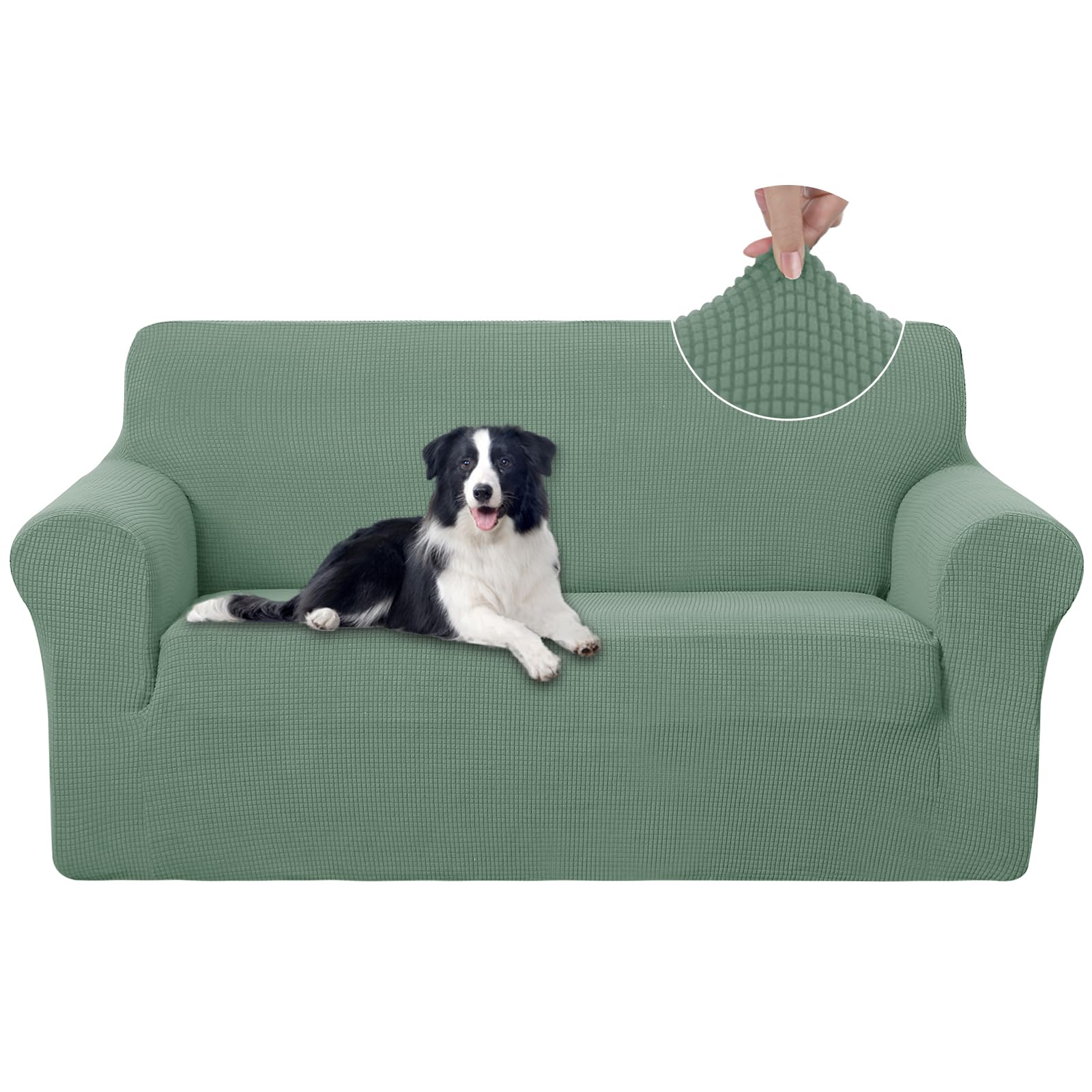 U-NICE HOME Oversized Stretch Loveseat Couch Cover, Cyan