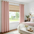 Linen Textured Total Blackout Curtains 72 Inches Long, Blush Pink