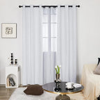 Deconovo Living Room Curtains, Room Darkening Drapes, Thermal Insulated Soundproof Grommet Drape, Silver Wave Dot Print, 42 x 95 Inch Long, Machine Washable Window Panels for Sliding Door, Set of 2