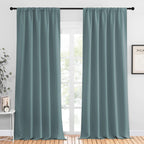 NICETOWN Greyish Blue Blackout Curtains Panels for Window, Thermal Insulated Rod Pocket Blackout Drapes/Draperies for Living Room (2 Panels, W52 x L95 inches)