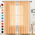 SpaceDresser Basic Rod Pocket Sheer Voile Window Curtain Panels White 1 Pair 2 Panels 42 Width 45 Inch Long for Kitchen Bedroom Children Living Room Yard(Beige,42 W x 45 L)