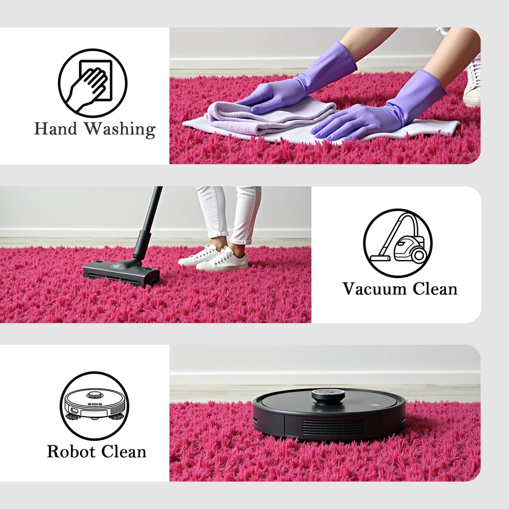 4x6 Area Rugs for Bedroom, Hot Pink Soft Fluffy Shag Bedside Rugs