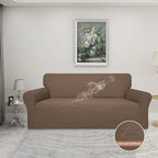 Easy-Going 100% Waterproof Couch Cover, Dual Waterproof Sofa Cover, Stretch Jacquard Sofa Slipcover, Leakproof Furniture Protector for Kids, Pets, Dog and Cat (Oversized Sofa, Brown)