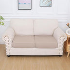 hyha Milk Silk Couch Cushion Covers, Soft Magic Sofa Covers Washable for 2 Cushion Couch, Stretch Sectional Outdoor Cushion Covers for Patio Furniture with Elastic Bottom(2 Packs, Taupe)