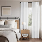Nanspring Linen White Curtains 45 Inch Length 2 Panels for Kitchen Short Window, Semi Sheer Linen Drapes Modern Light Filtering Back Tab Rod Pocket for Cafe Bathroom 29 X 45