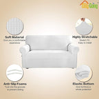 Easy-Going Stretch Sofa Slipcover 1-Piece Sofa Cover Furniture Protector Couch Soft with Elastic Bottom for Kids, Polyester Spandex Jacquard Fabric Small Checks (Sofa, Snow White)