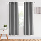 NICETOWN Blackout Window Curtains & Drapes 70" Long, 2 Panels, 34 inch, Silver Grey, Grommet Top Room Darkening Thermal Insulated for Bedroom/Living Room