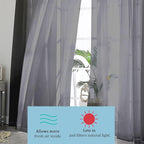 OWENIE Black Sheer Curtains, 45" Long Light Filtering Tiers for Kitchen, Basement, Bedroom - 2 Panels, Cafe Curtains for Small Windows, 42" W x 45" L